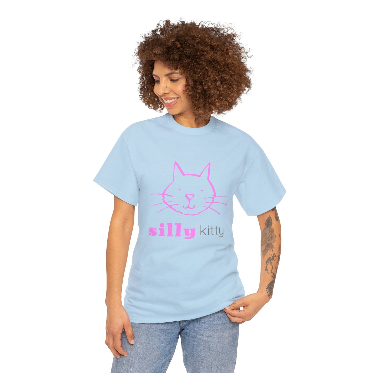 Unisex Heavy Cotton Tee - Silly Kitty Logo